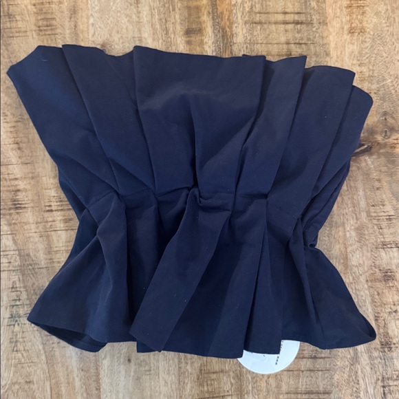 STAUD Navy Strapless ruffle tube Top navy blue XS extra small NWT NEW TAGS - Picture 7 of 8